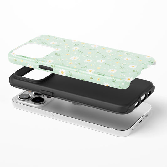 Summer Mini Daisies Series Light Pastel Green Phone Case