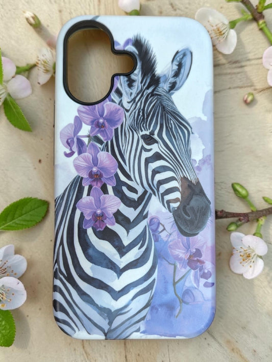 Zebra Orchid Muse Artistic Floral Phone Case