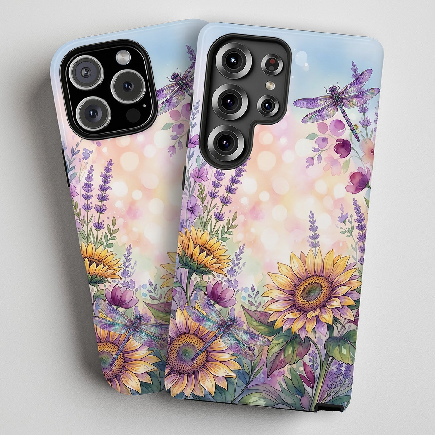 Lavender Dragonfly and Sunflowers Meadow Phone Case