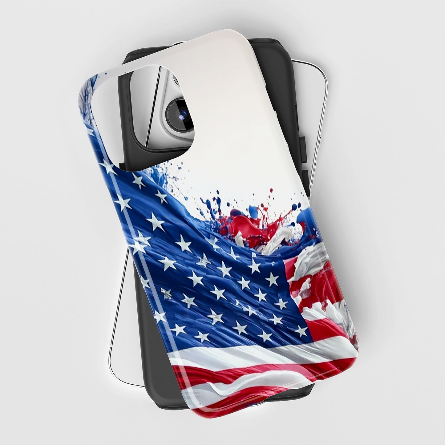 American Flag Paint Splatter Phone Case
