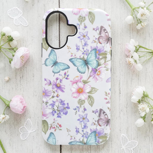 Butterfly Garden Bloom Pastel Floral Butterfly Botanical Phone Case