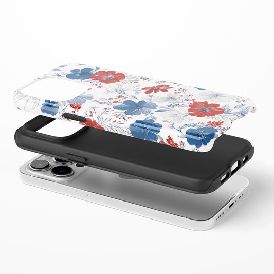 Red Blue White Floral Pattern Phone Case