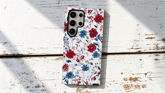 Patriotic Red White And Blue Flowers  Americana phone case for Galaxy S26 Ultra