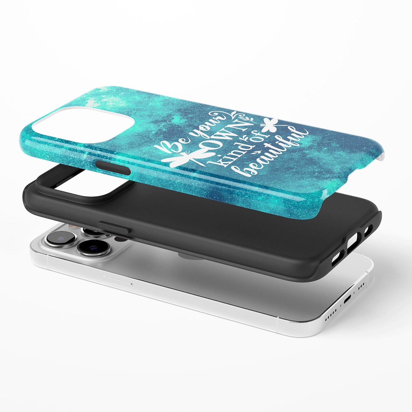Be Your Own Kind of Beautiful Inspirational Turquoise Marble Dragonfly Phone Case