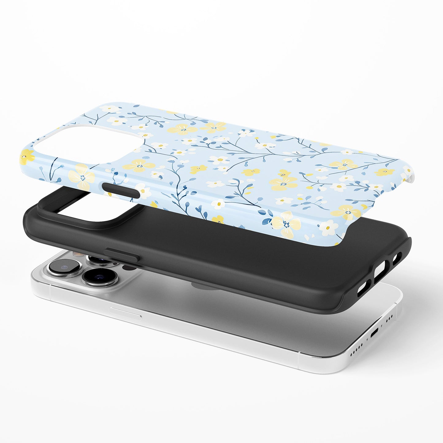 Light Blue Delicate Floral Pattern Phone Case