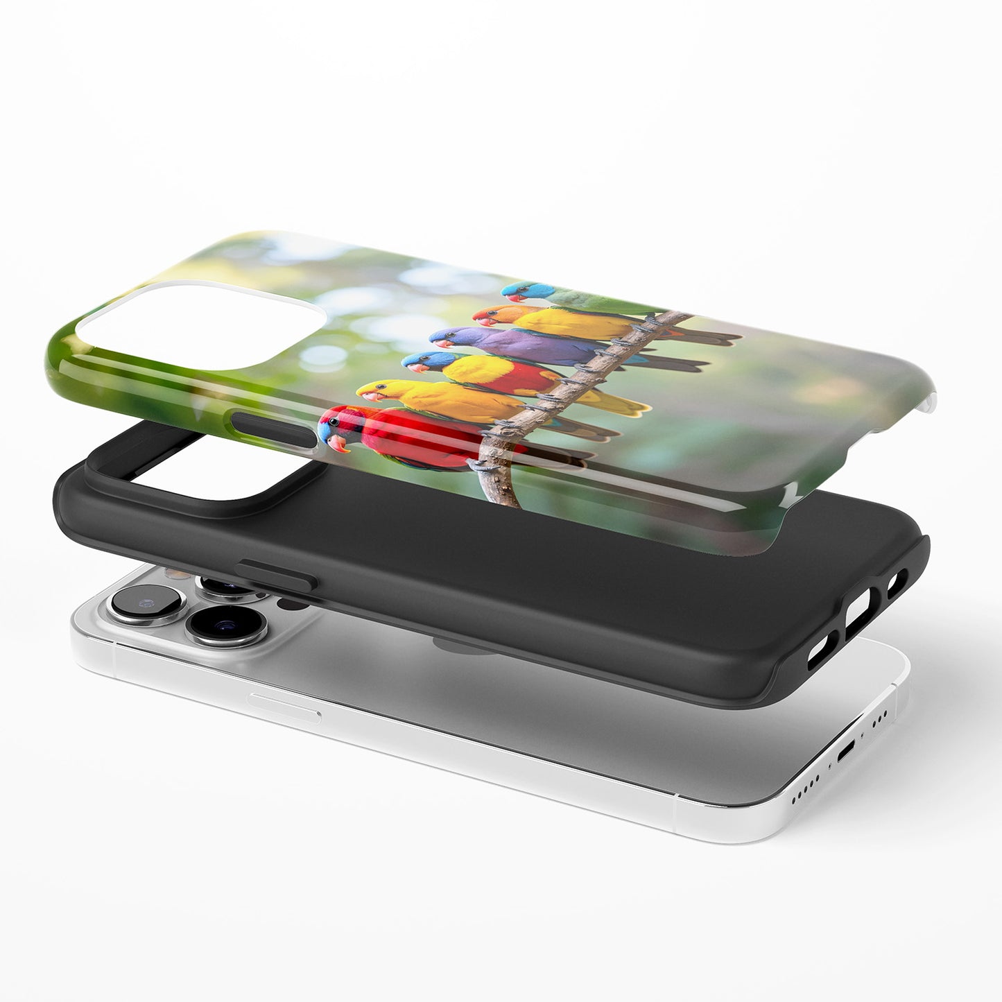 Rainbow Birds on Branch Phone Case