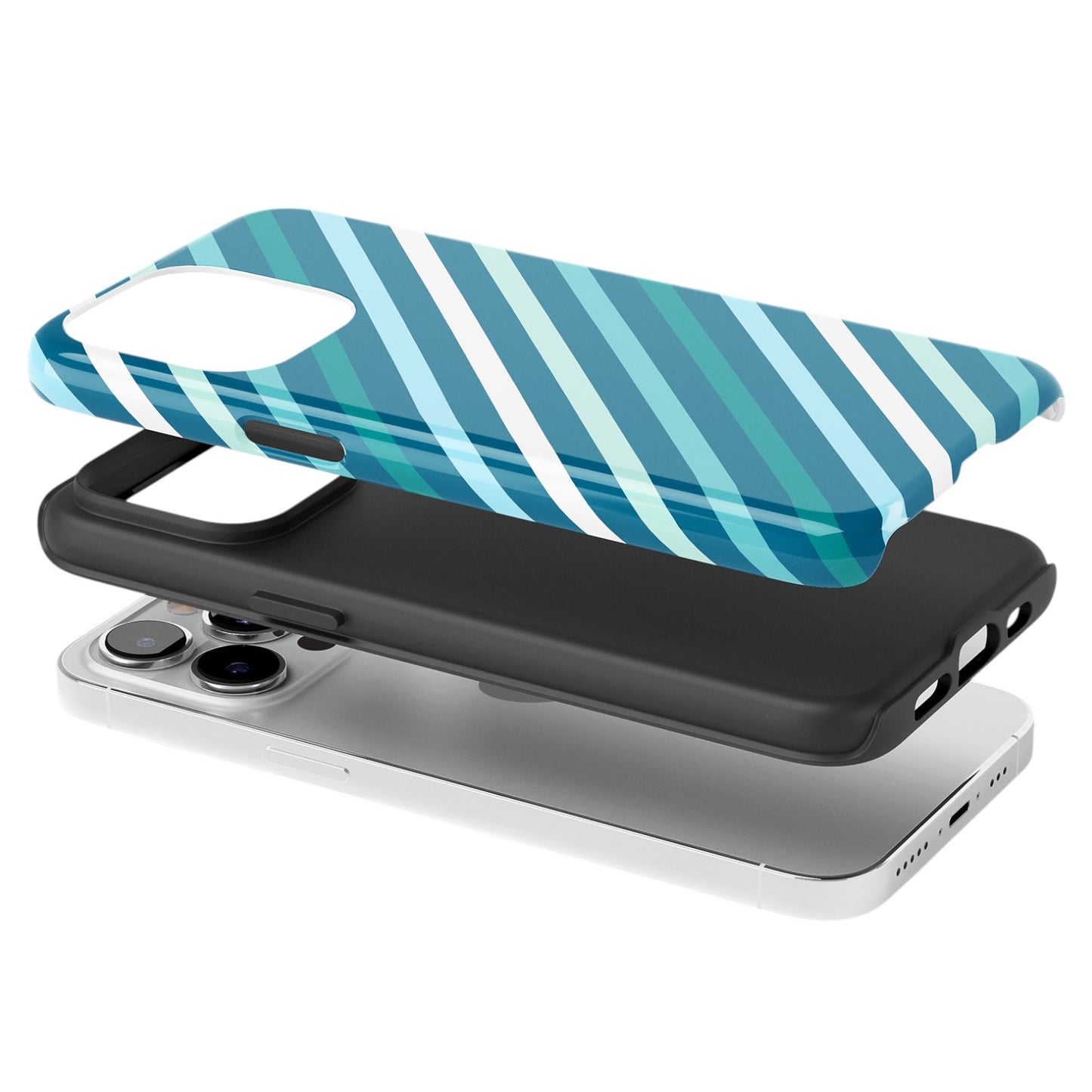 Diagonal Blue Teal Stripe Pattern Phone Case