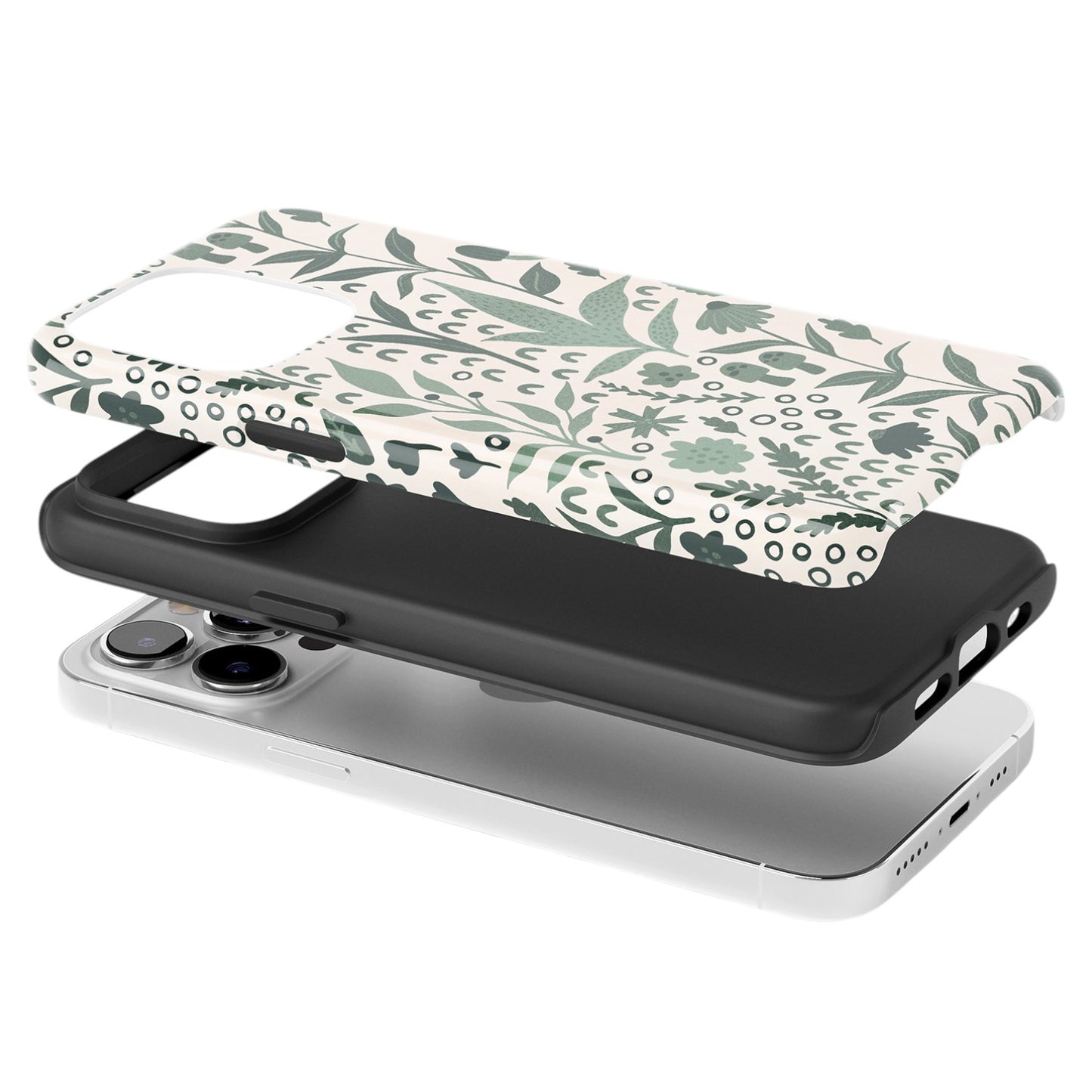 Botanical Green Beige Pattern Phone Case