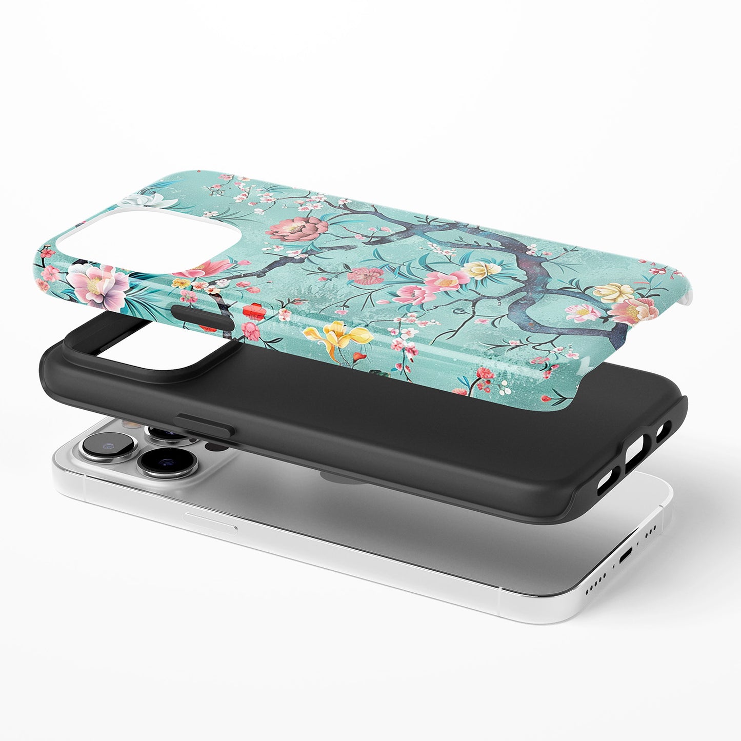 Turquoise Floral Branch Pattern Phone Case