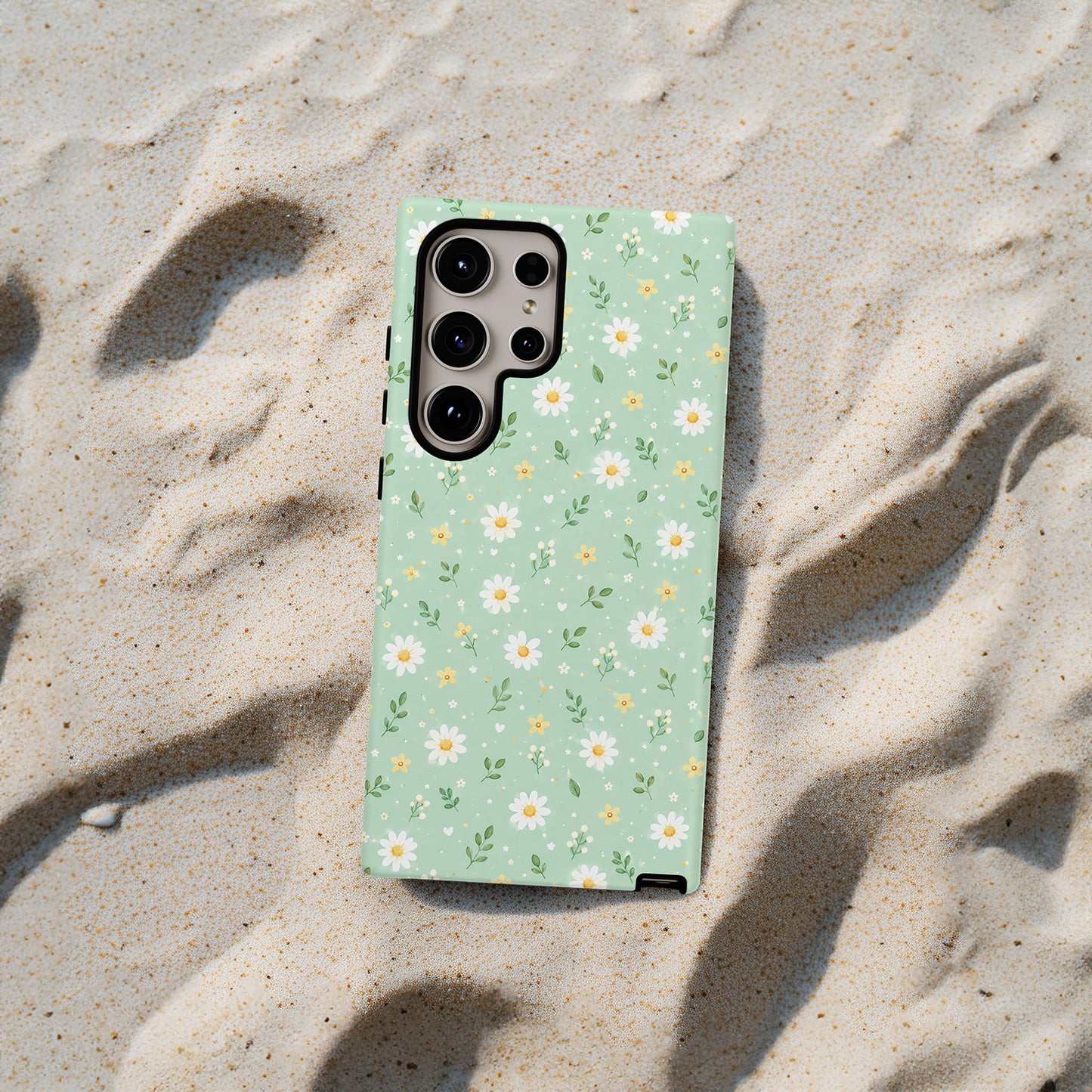 Summer Mini Daisies Series Light Pastel Green Phone Case