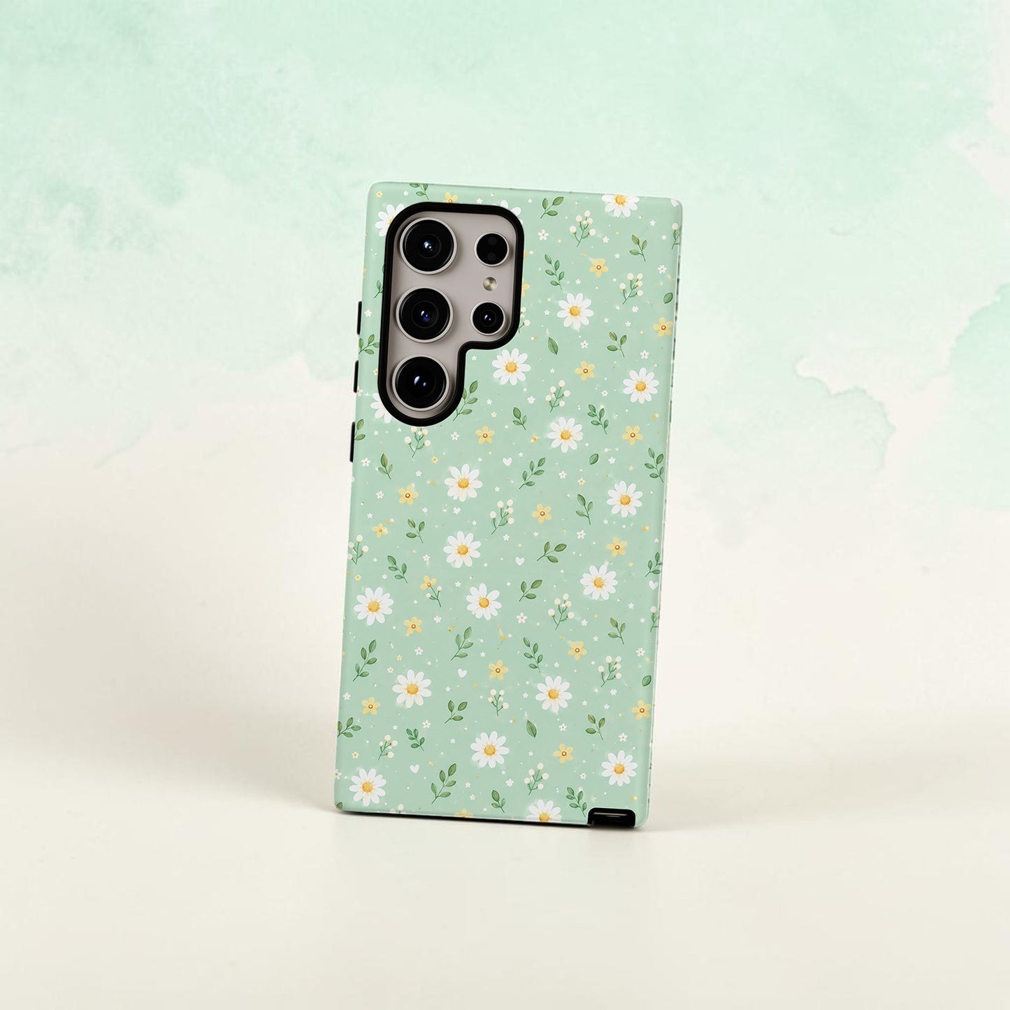 Summer Mini Daisies Series Light Pastel Green Phone Case