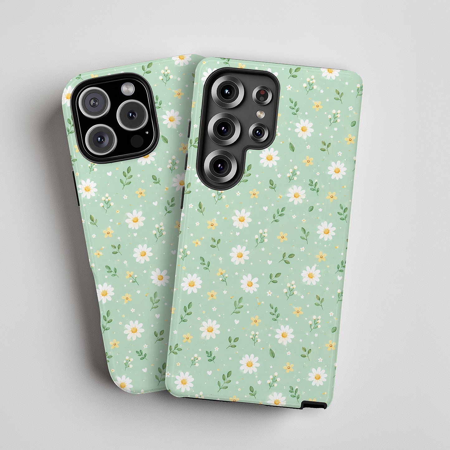 Summer Mini Daisies Series Light Pastel Green Phone Case