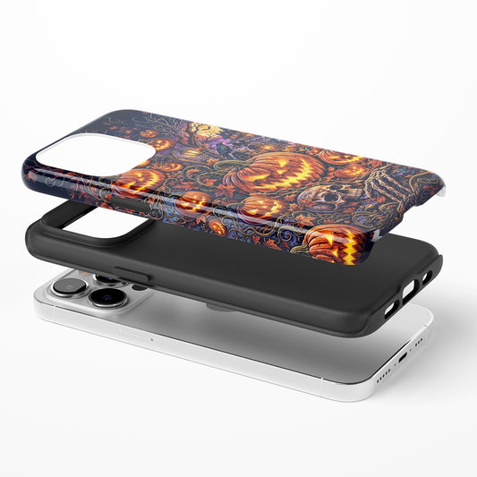 Lit Pumpkins with Skeleton Motif Phone Case