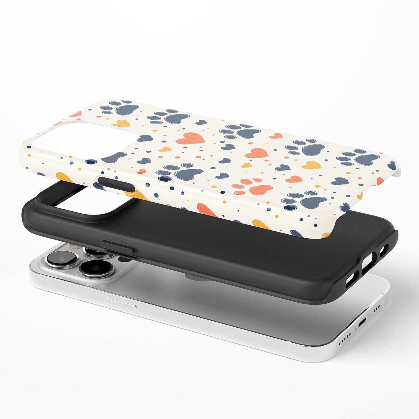 Playful Paw Heart Scatter Phone Case