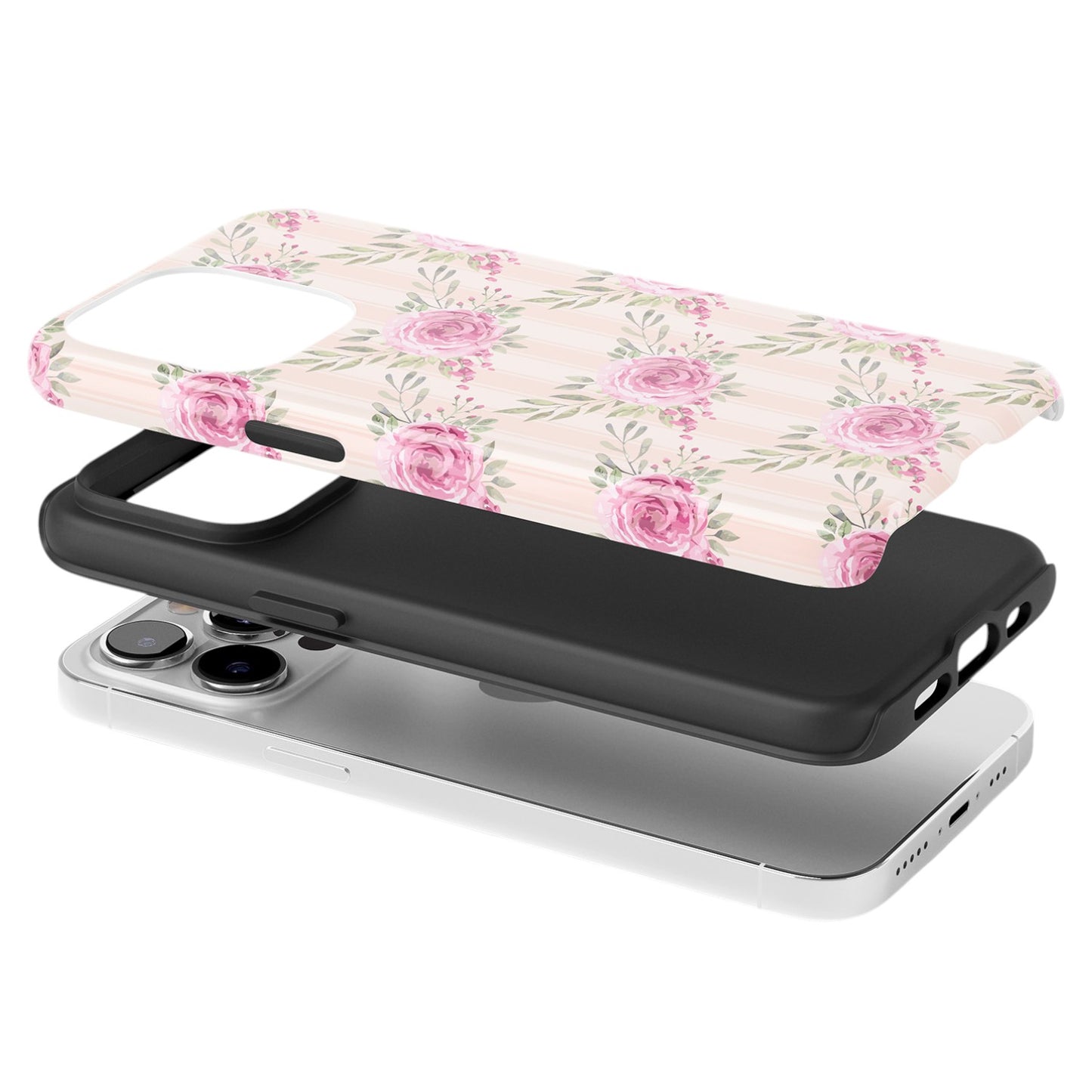 Diagonal Rose Stripe Floral Phone Case