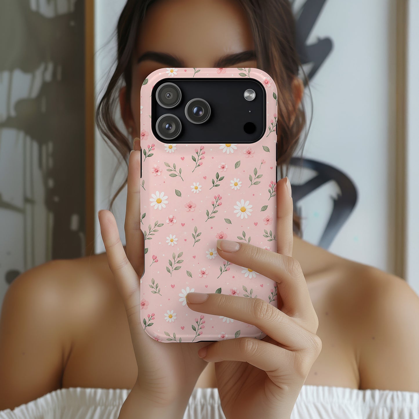 Summer Mini Daisies Series Light Pink Pastel Phone Case