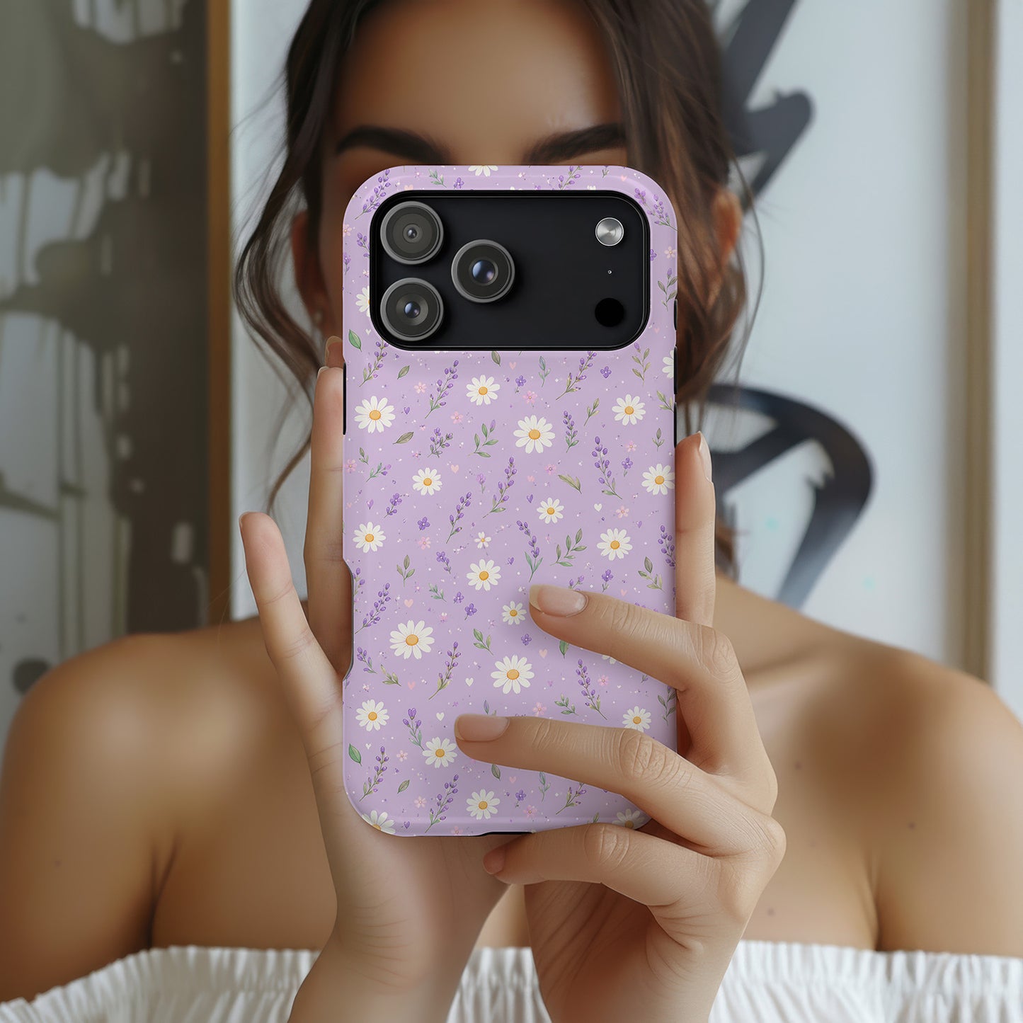 Summer Mini Daisies Series Light Pastel Purple Phone Case