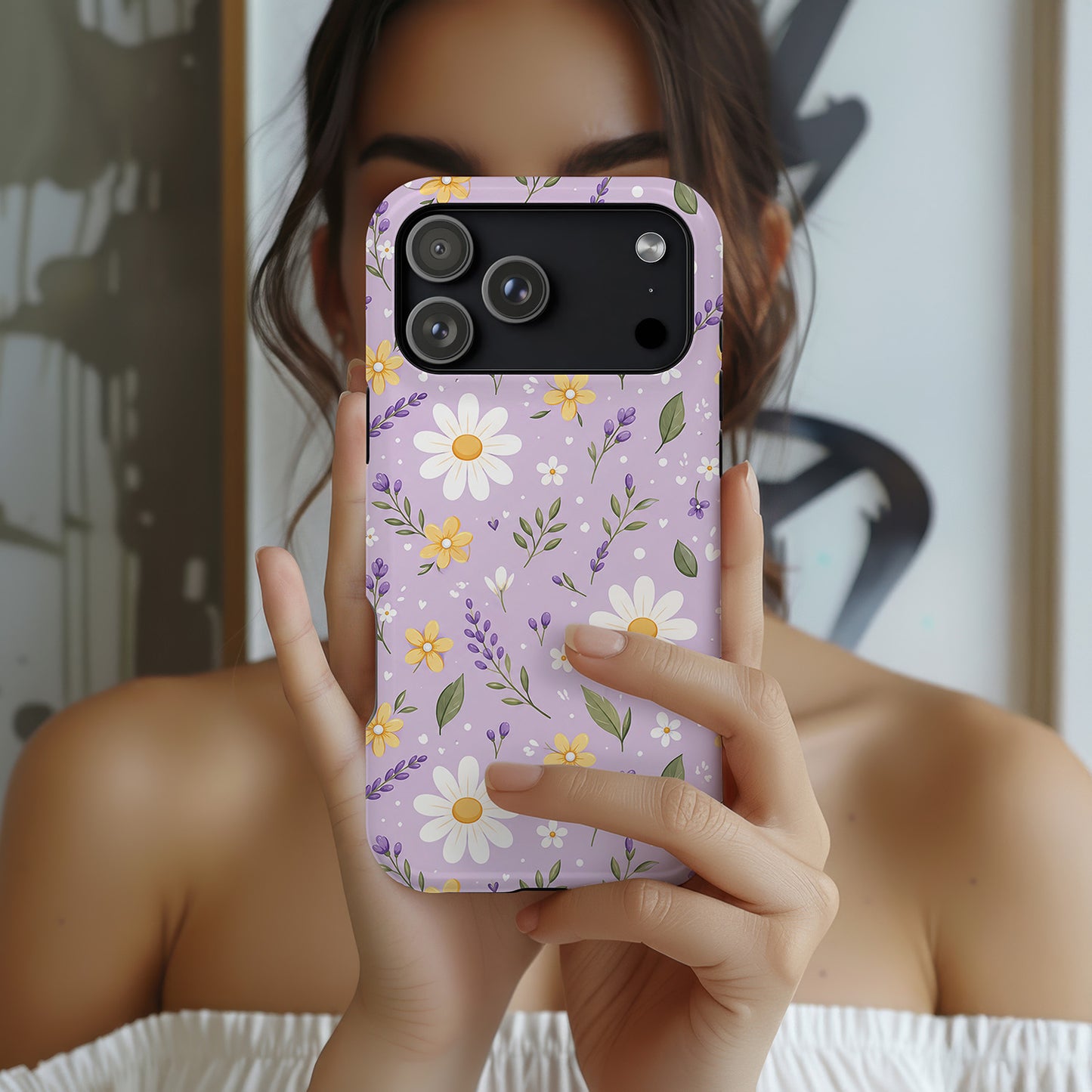 Summer Maxi Daisies Series Light Pastel Purple Phone Case