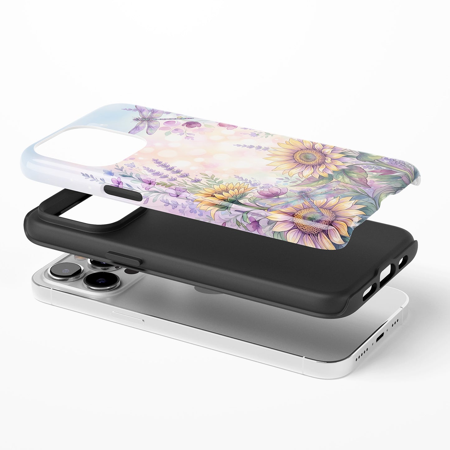 Lavender Dragonfly and Sunflowers Meadow Phone Case