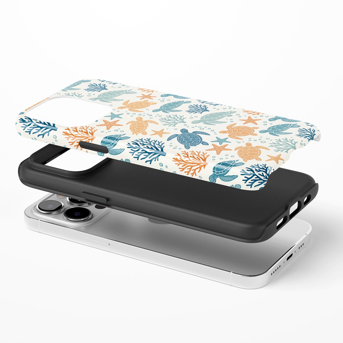 Sea Turtles & Coral with Starfish Pattern Phone Case