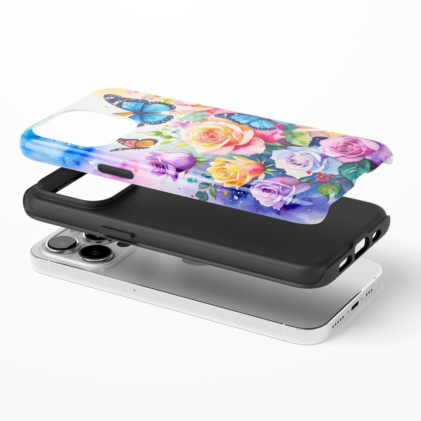 Watercolor Rose Butterfly Garden Phone Case