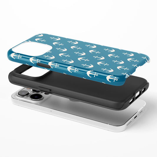 Blue White Anchor Pattern Phone Case