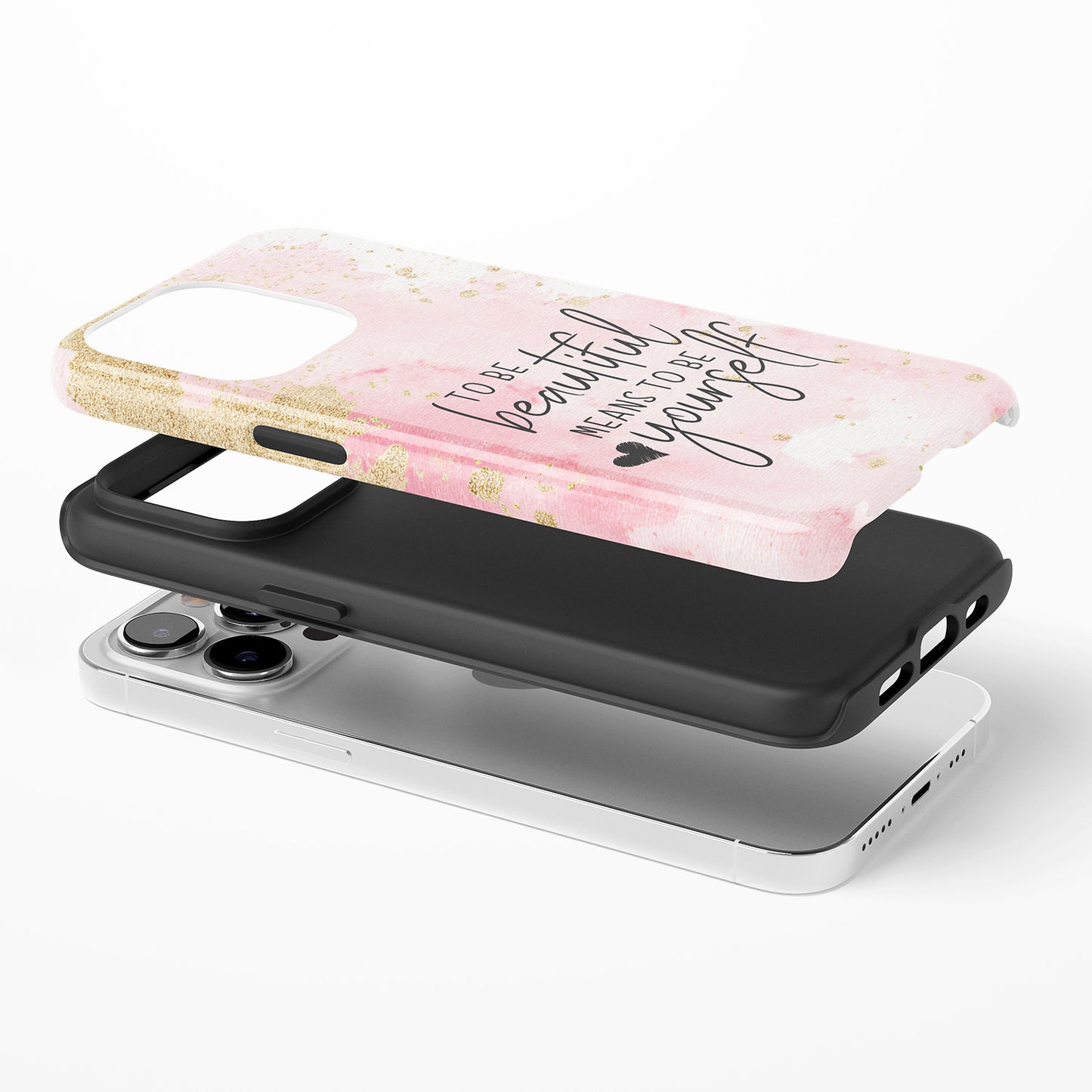 Beautiful Yourself Inspirational Watercolor Pinks/Cream/Soft Gold Phone Case