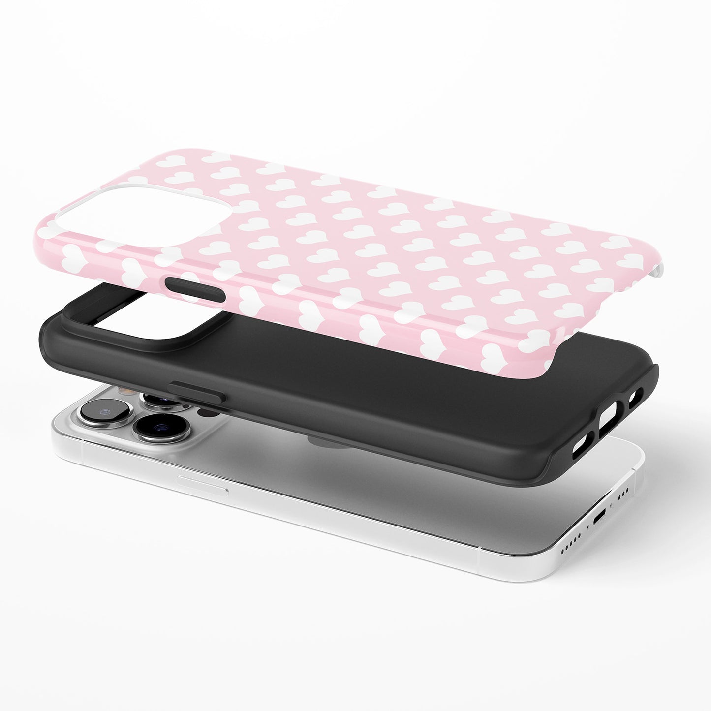 White Hearts Pattern on Pink Phone Case