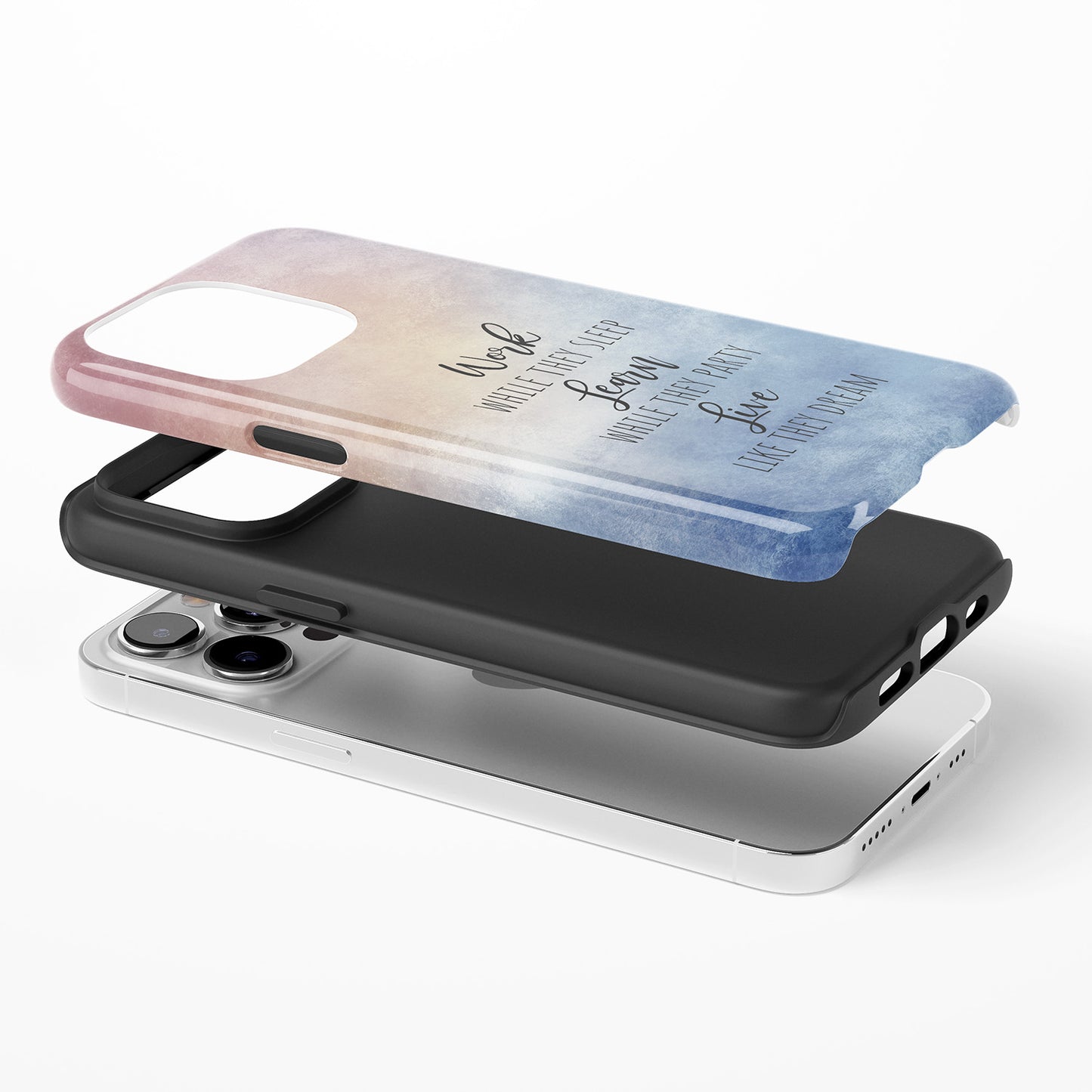 Work Learn Live Inspirational Gradient Pink-to-Blue Phone Case