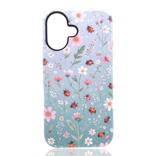 Ladybug Meadow whimsical floral botanical phone case with ladybugs and colorful flowers