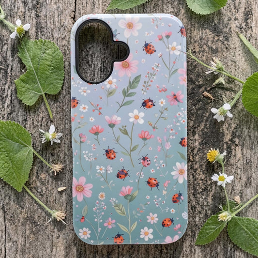 Ladybug Meadow Whimsical Floral Botanical Phone Case