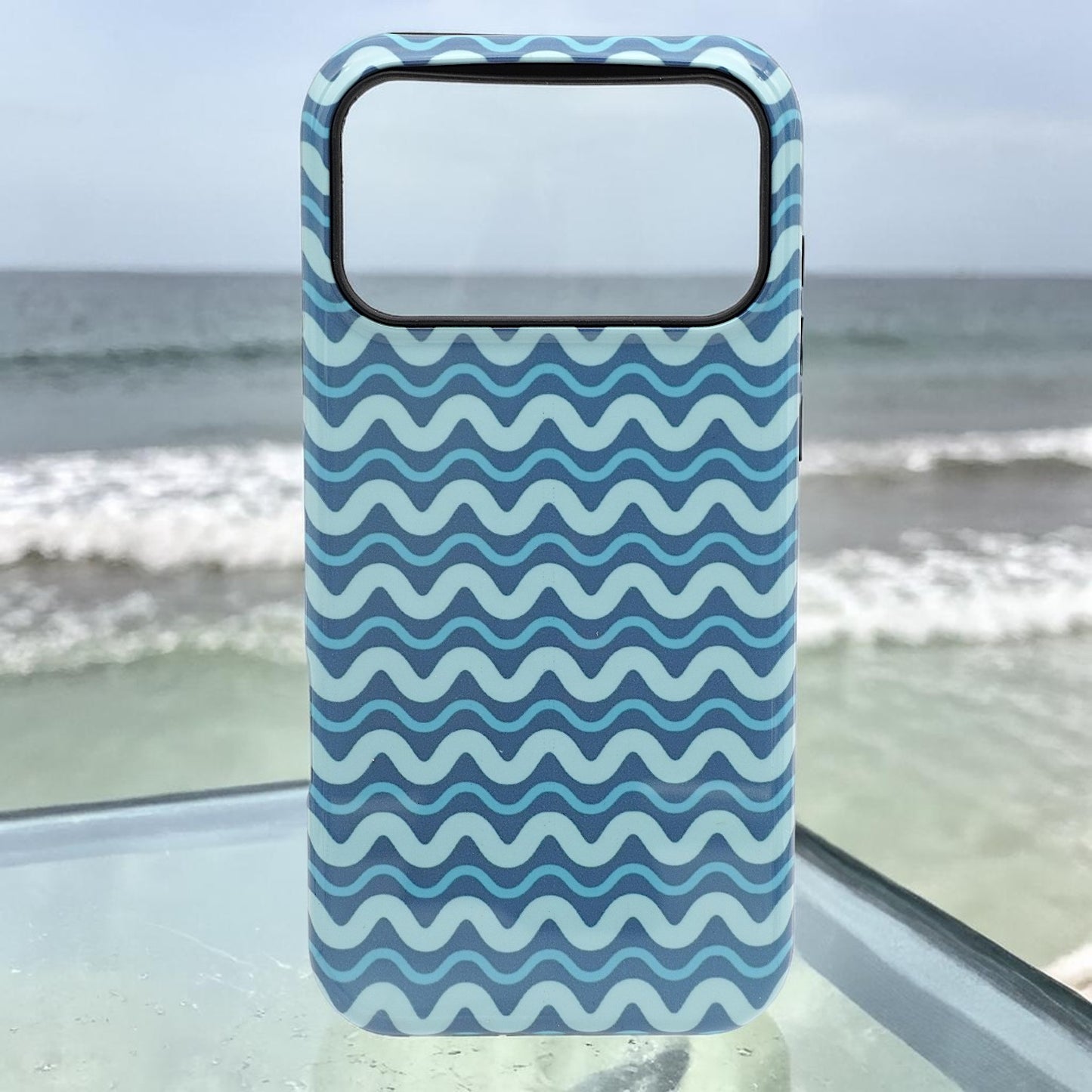 Blue Wave Lines Pattern Phone Case