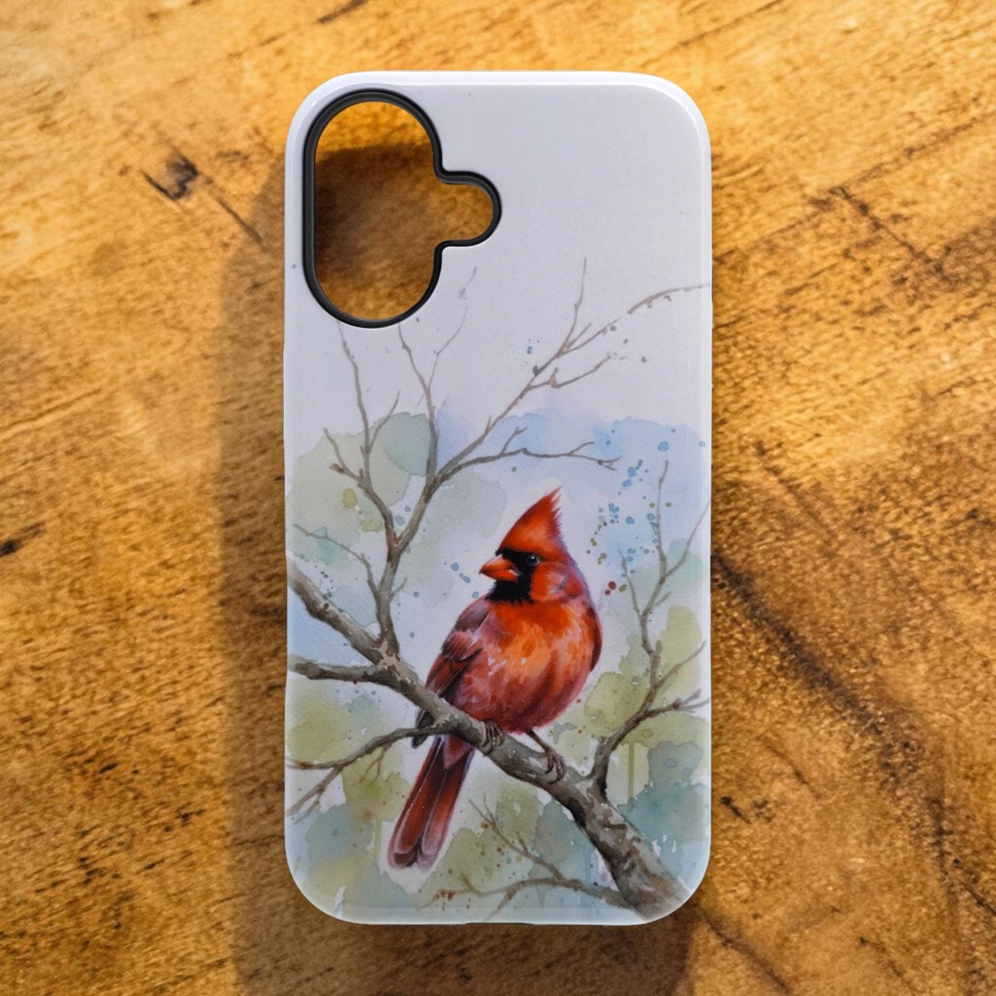 Crimson Perch Cardinal Watercolor Nature Phone Case