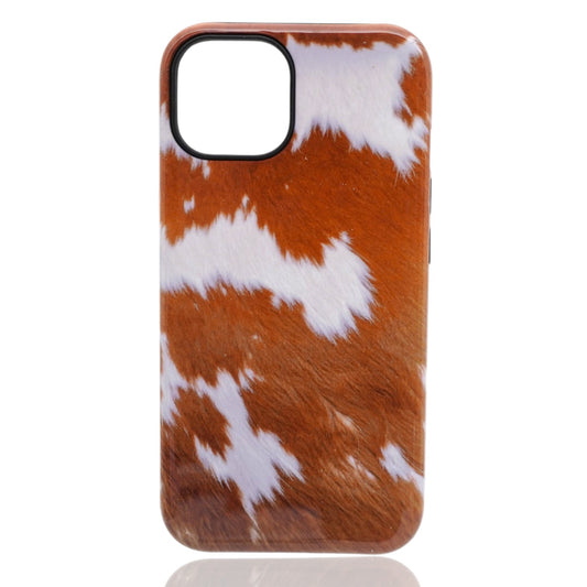 Phone case featuring a reddish‑brown and white abstract pattern