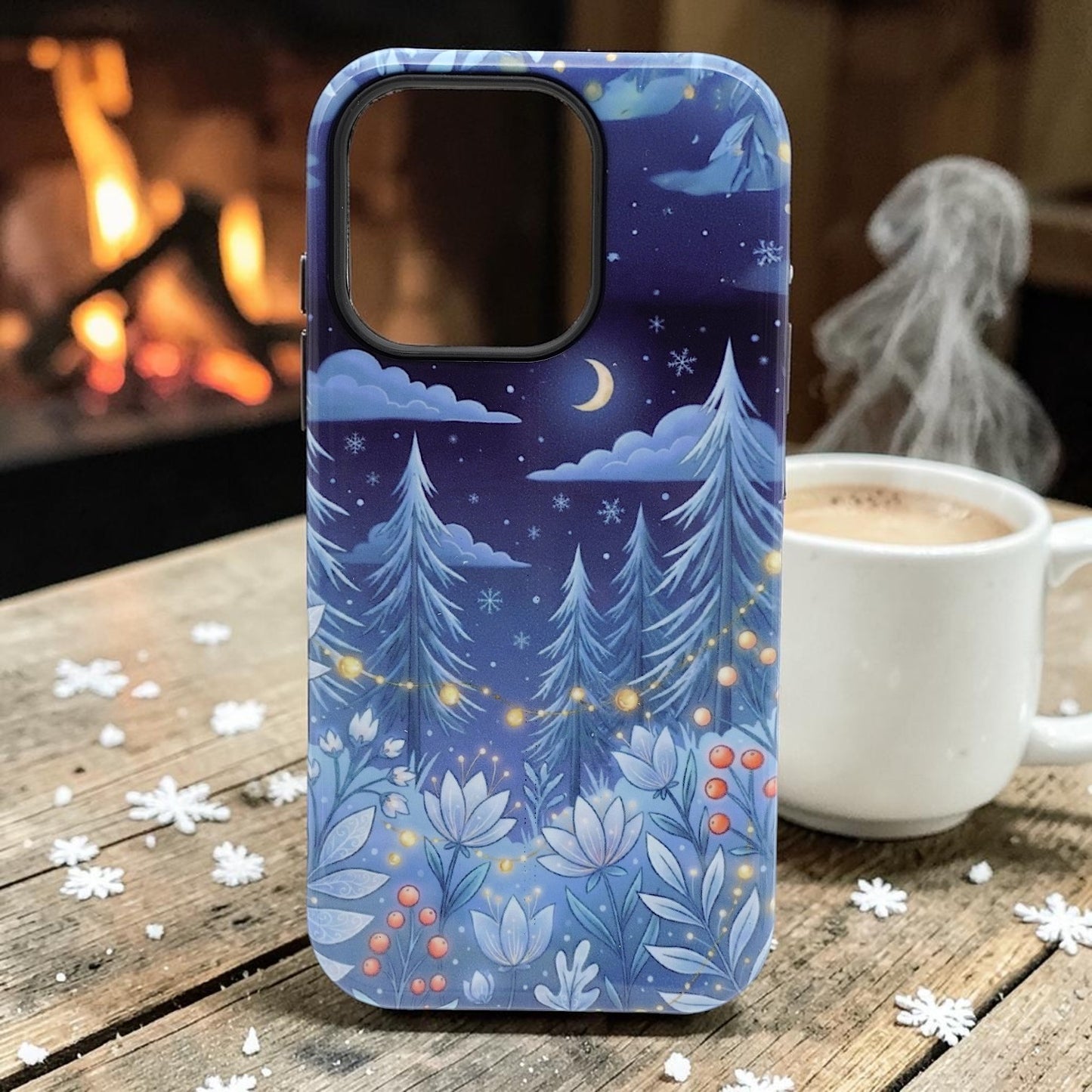 Midnight Winter Forest Nightscape Phone Case