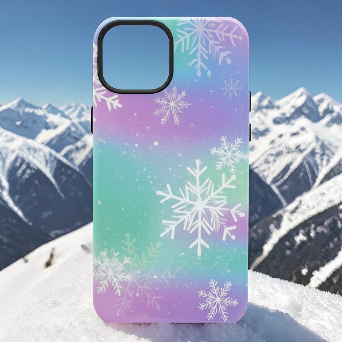 Frosted Aurora Snowflake Gradient Phone Case